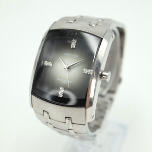 Armitron Steel Tank Watch Men 33mm Ombre Black Dial Silver Tone w New Battery